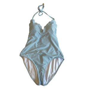 Jessica Simpson Estilo Stripe Light Blue and White One Piece swimsuit